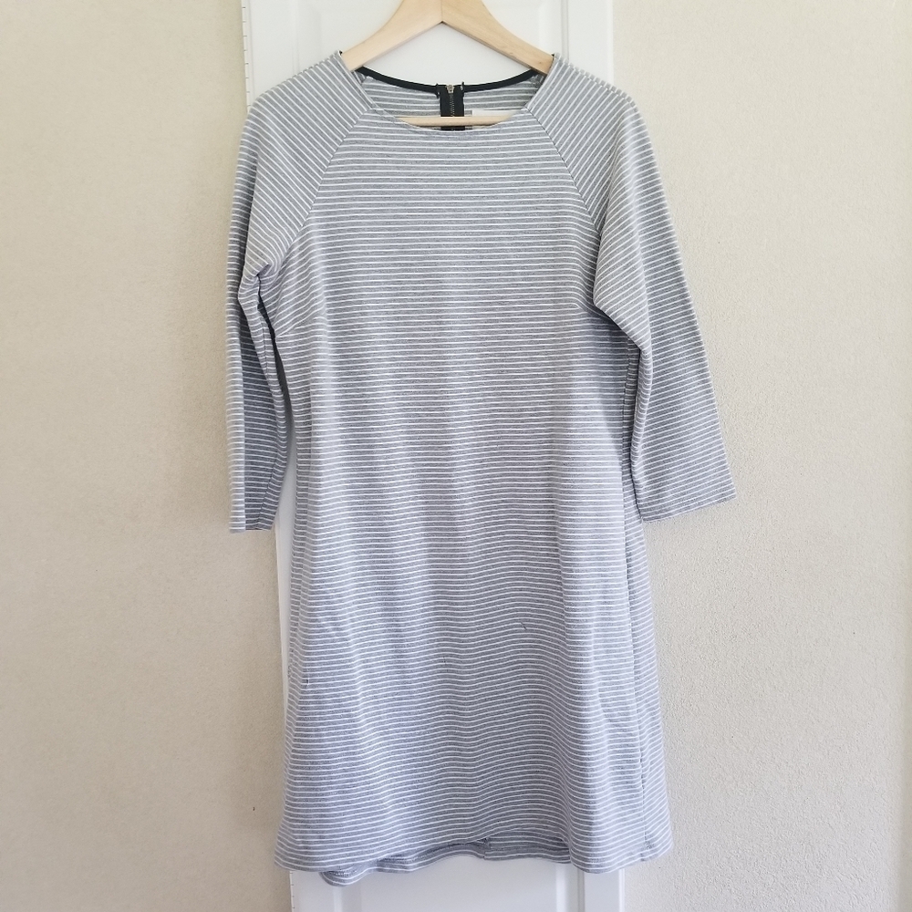 Workshop Republic Clothing Gray Striped Back Zip Dress Size Medium